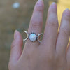 Wicca triple Moon Ring Goddess Hecate Opal Ring Ring MoonChildWorld