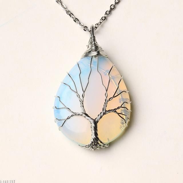 Natural Crystal Quartz Tree of Life Necklace Necklace MoonChildWorld 