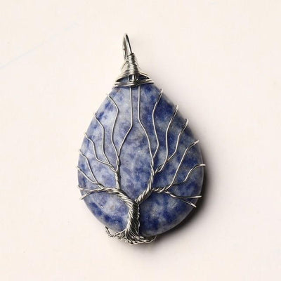 Natural Crystal Quartz Tree of Life Necklace Necklace MoonChildWorld lapis lazuli