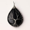 Natural Crystal Quartz Tree of Life Necklace Necklace MoonChildWorld Obsidian