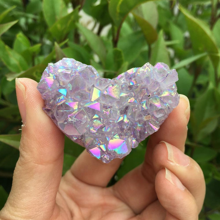 Heart Rainbow Aura Amethyst Quartz Natural Stones MoonChildWorld 