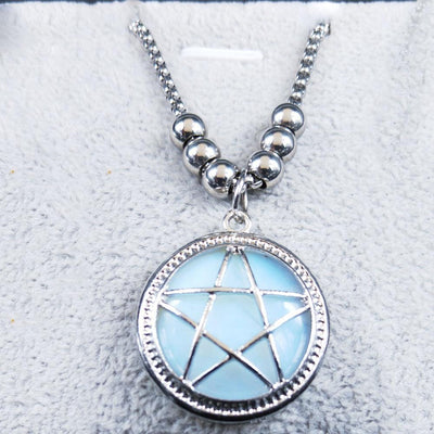 Wicca pentagram opal necklace Necklace MoonChildWorld