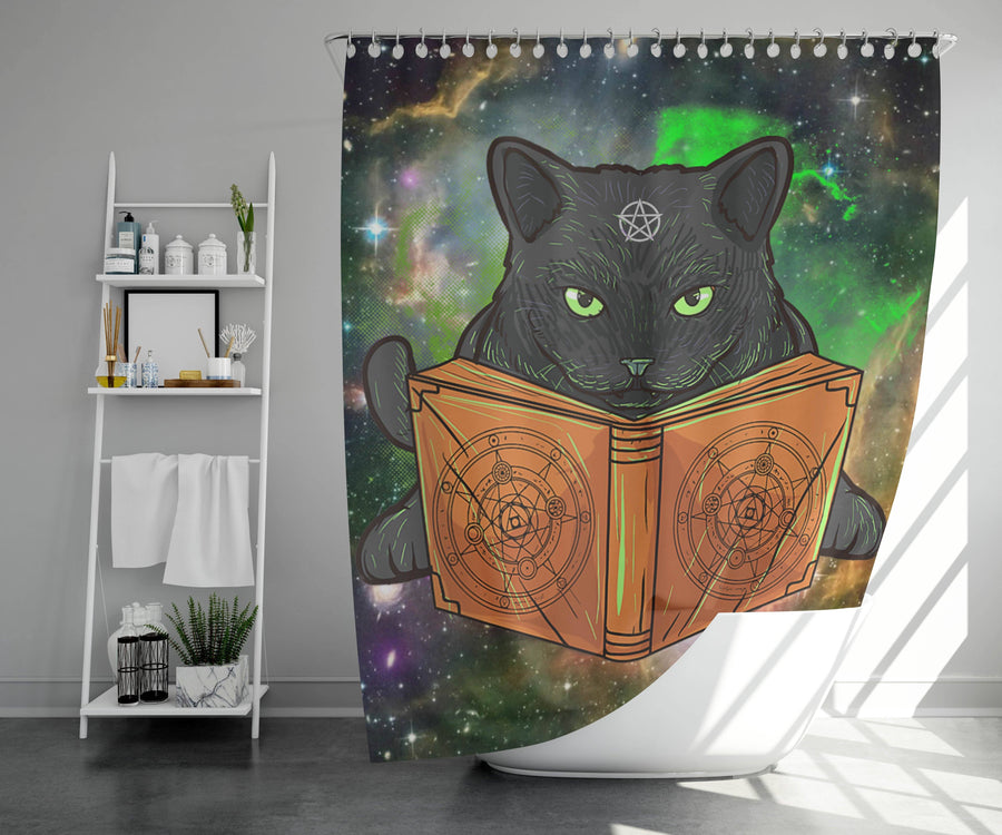 Wicca cat Shower Curtain Shower Curtain MoonChildWorld 