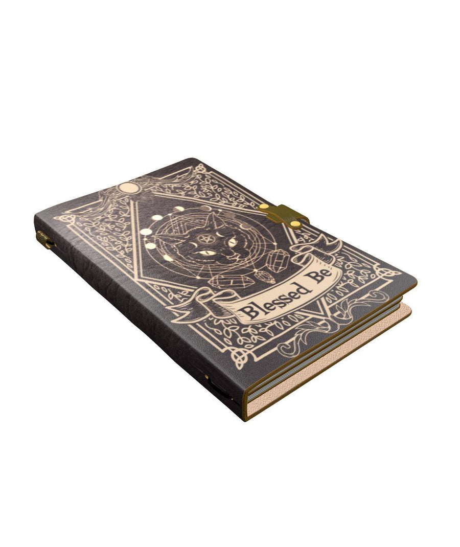 Cat blessed be wicca leather notebook Leather MoonChildWorld 