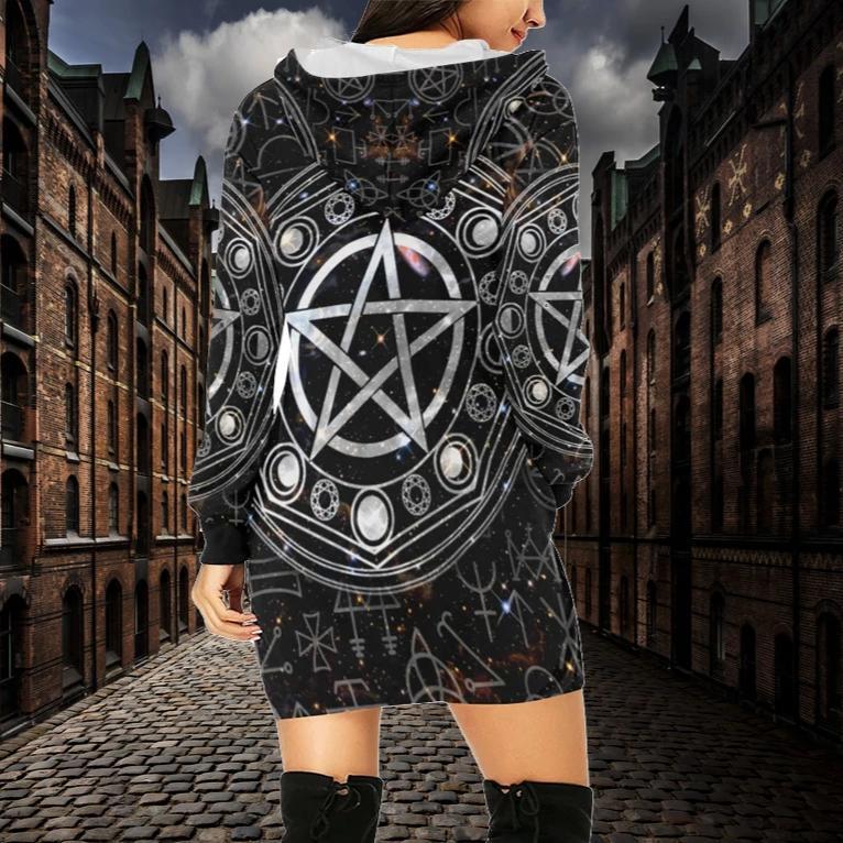 Wicca Magic Hoodie Dress All Over Print Hoodie Mini Dress (H27) e-joyer 