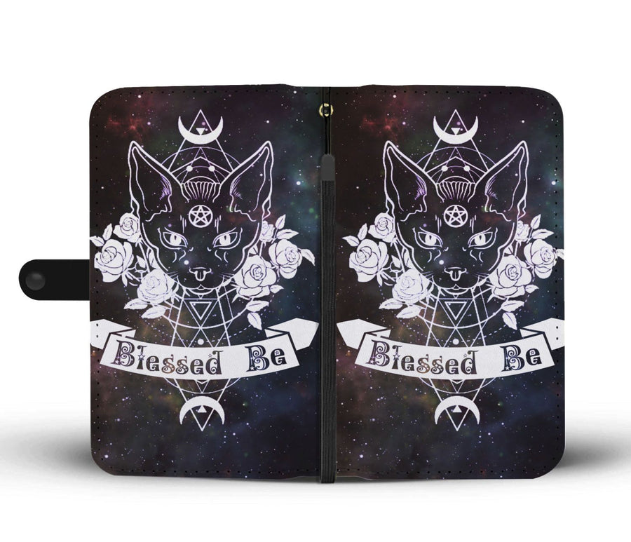 Wicca cat blessed be wallet case