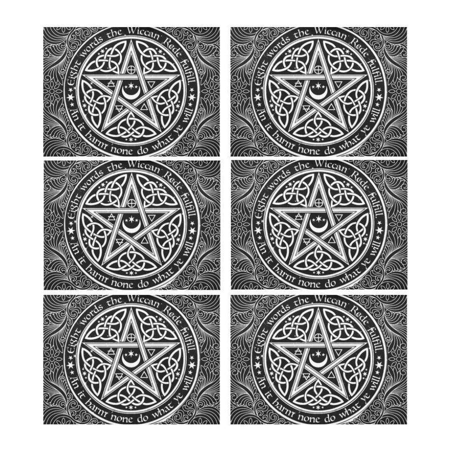Pentacle wicca Placemat (6 Pieces) Placemat 14’’ x 19’’ (Six Pieces) e-joyer 