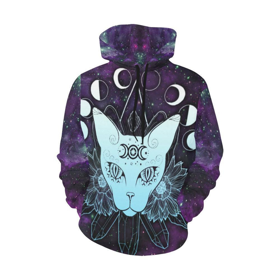 Wicca cat moon phases Hoodie All Over Print Hoodie for Women (H13) e-joyer 