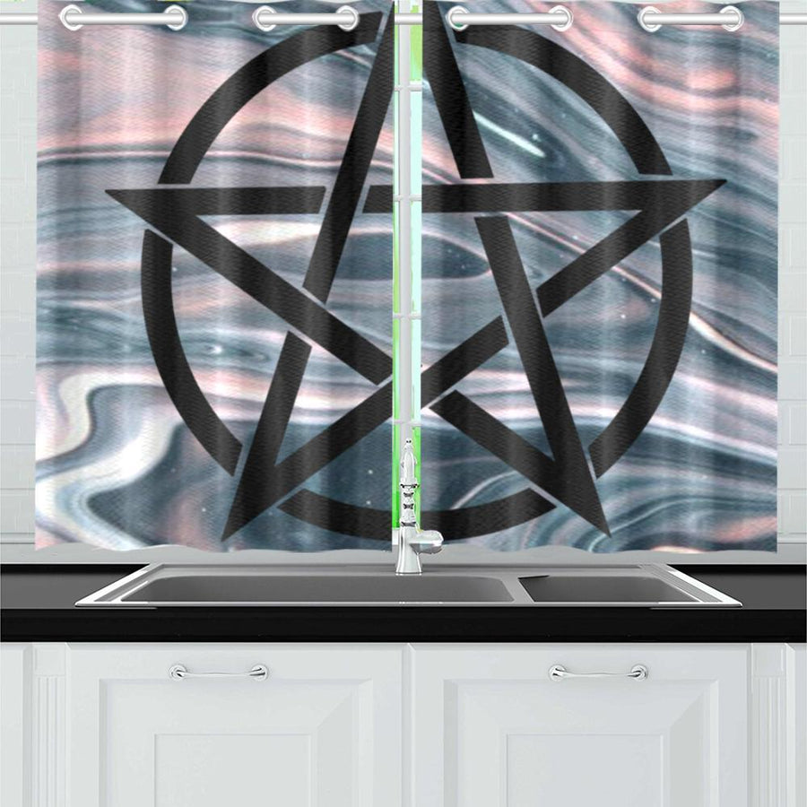 Pentacle Wicca Window Curtain Kitchen Curtain 26" X 39" e-joyer 