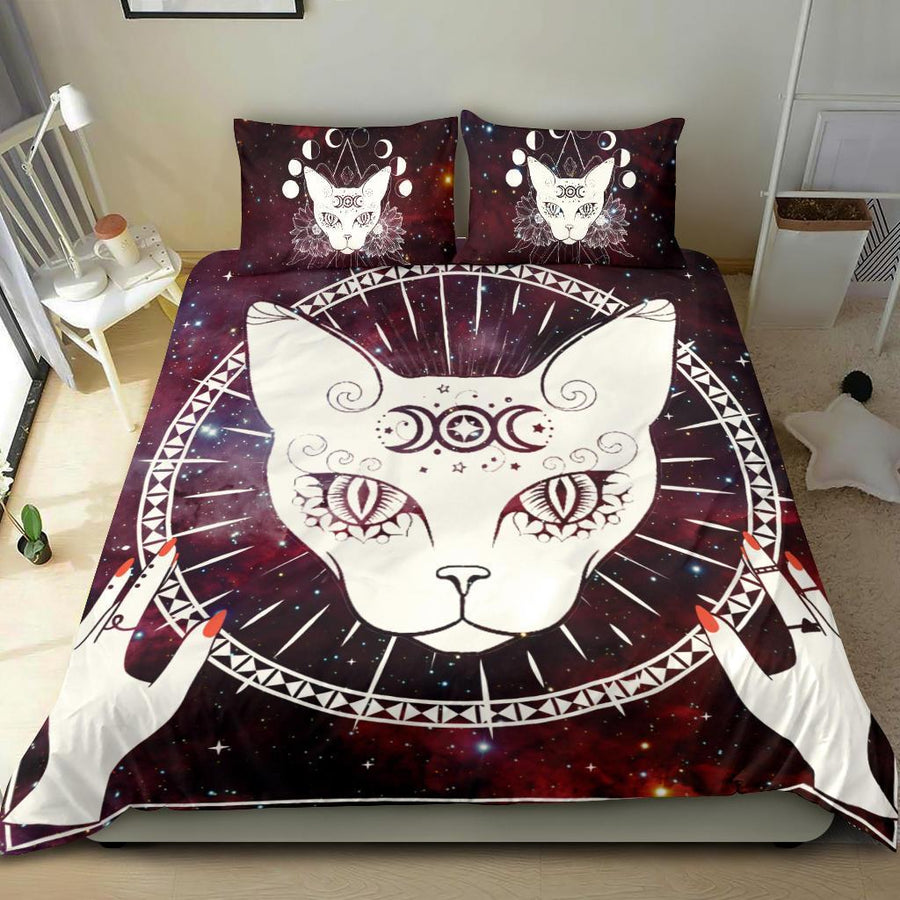 Wicca cat moon phases Bedding Set Bedding Set MoonChildWorld 