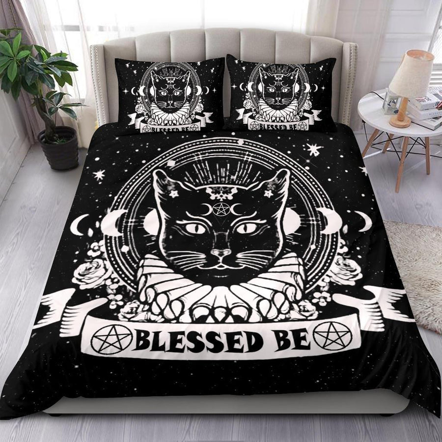 Blessed be wicca cat occult Bedding Set Bedding Set MoonChildWorld 