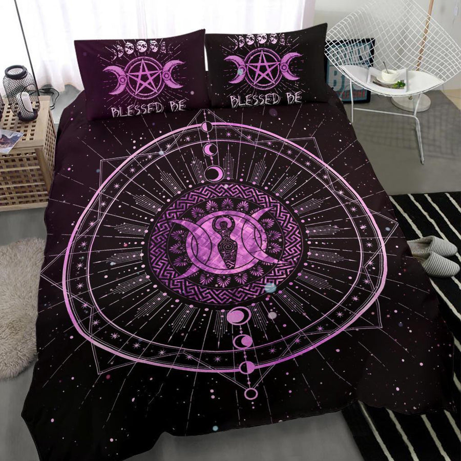 Blessed be goddess wicca bedding set Bedding Set MoonChildWorld 
