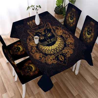 Wicca Cat Tablecloth Chair covers Tablecloth MoonChildWorld 140x140 - Tablecloth + 4 ChairCover
