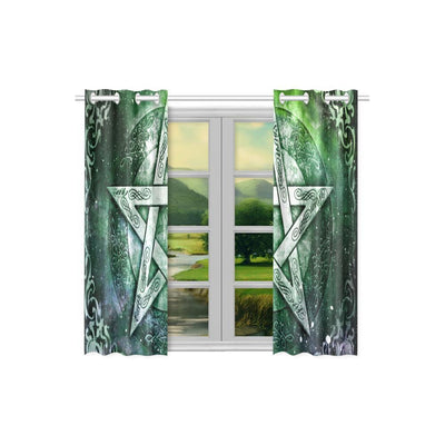 Pentacle Wicca Window Curtain Kitchen Curtain 26" X 39" e-joyer