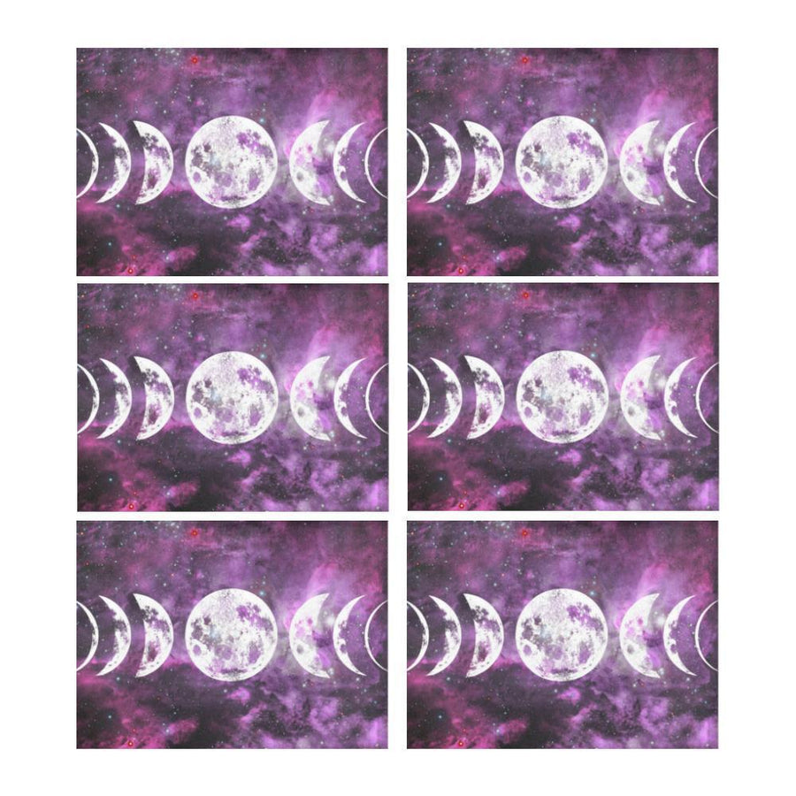 Moon phases wicca Placemat (6 Pieces) Placemat 14’’ x 19’’ (Six Pieces) e-joyer 