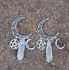 Moon Pentagram Quartz Crystal Witchy Earrings Earrings MoonChildWorld 