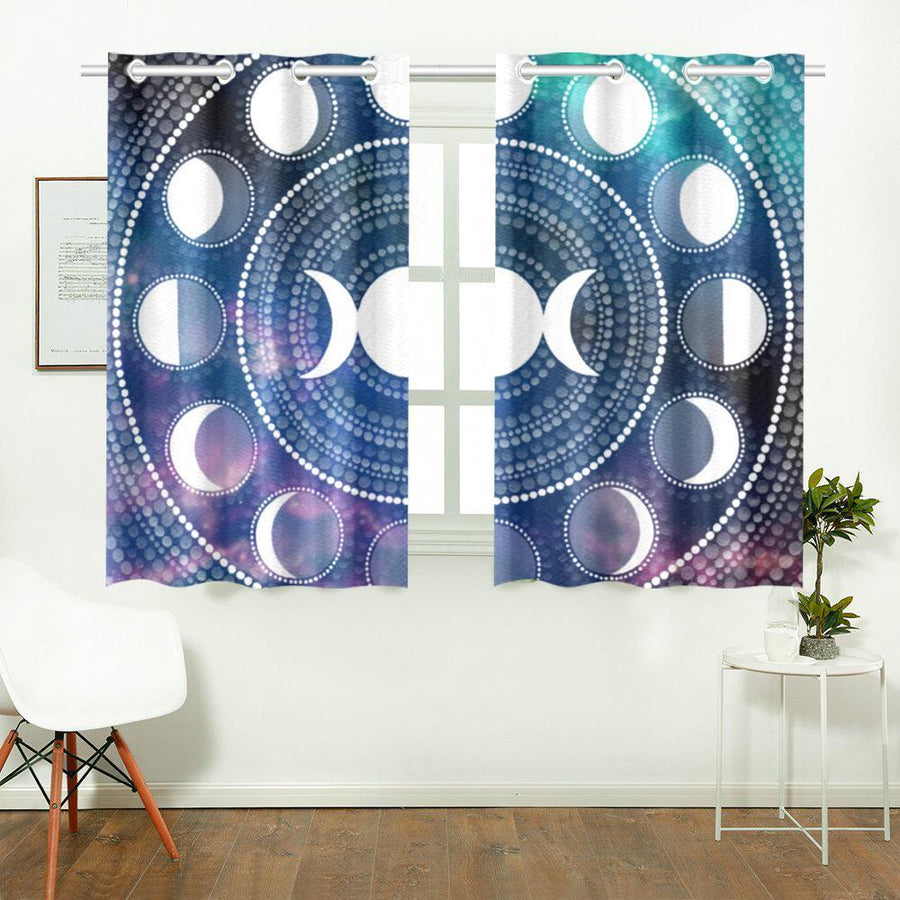 Moon phases Window Curtain Kitchen Curtain 26" X 39" e-joyer 