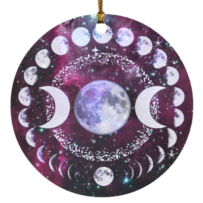 Moon Phases Triple Moon Circle Ornament Housewares CustomCat White One Size