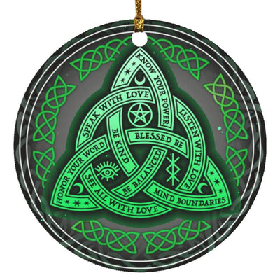 Celtic Knot Triquetra Pagan Wicca Circle Ornament Housewares CustomCat White One Size
