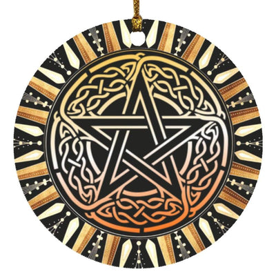 Celtic Knot Pentagram Circle Ornament Housewares CustomCat White One Size