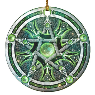 Magic Pentagram Wicca Pagan Circle Ornament Housewares CustomCat White One Size