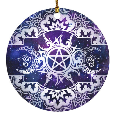 Celtic Triple Moon Pentagram Circle Ornament Housewares CustomCat White One Size