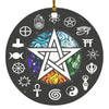 Pentagram elements wicca Circle Ornament Housewares CustomCat White One Size