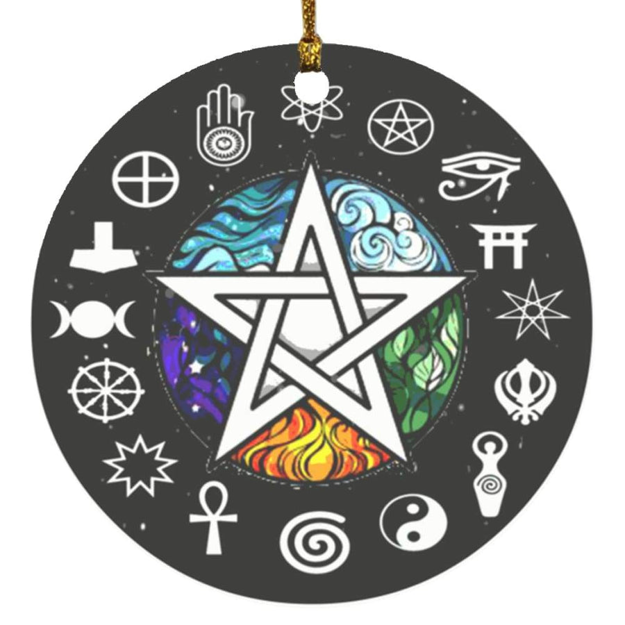 Pentagram elements wicca Circle Ornament