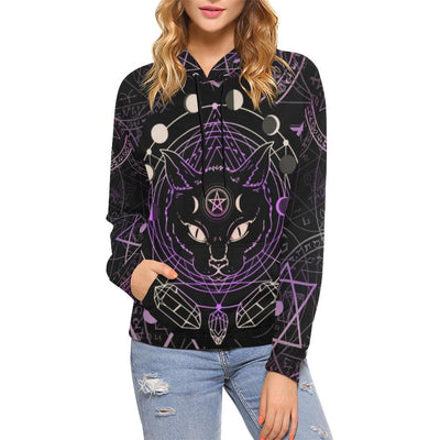 Witchy cat moon phases All Over Print Hoodie All Over Print Hoodie for Women (H13) e-joyer