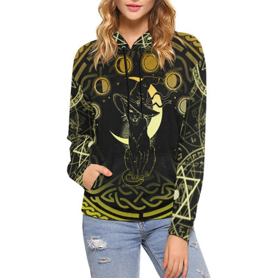 Moon phases cat Witch All Over Print Hoodie All Over Print Hoodie for Women (H13) e-joyer