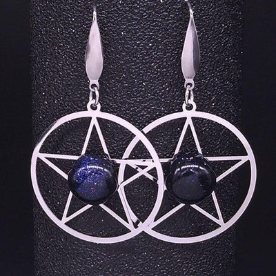Witchcraft Pentagram Natural Stone Earrings Earrings MoonChildWorld