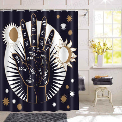 Magic Moon Witch Shower Curtain Shower Curtain MoonChildWorld Fortune hand 60x72in 153x182cm
