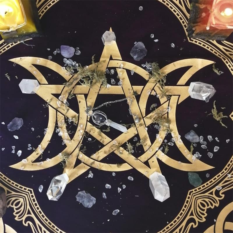 Triple Moon Pentacle Wicca Altar Cloth Tablecloth