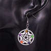 Wicca Pentagram Moon Natural Stone Earrings Earrings MoonChildWorld