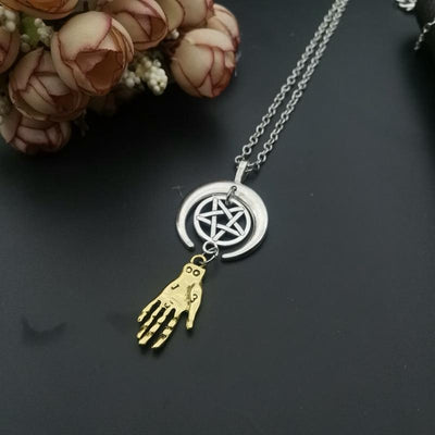 Witch hand pentagram wicca gothic necklace Necklace MoonChildWorld Gold