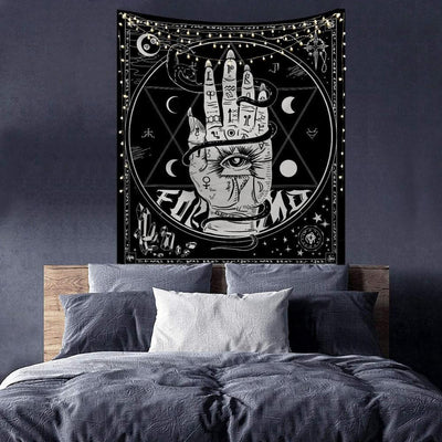 Wicca Moon and Sun Tapestry Tapestry MoonChildWorld Palmistry hand 95x73cm 37x28inch