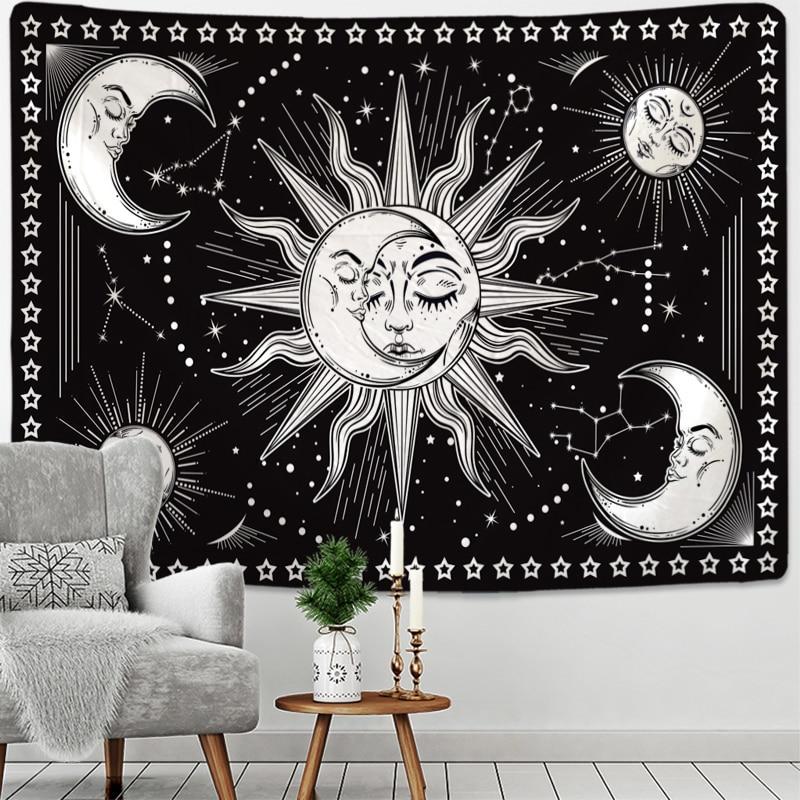 Wicca Sun Moon Mandala Tapestry Tapestry MoonChildWorld 