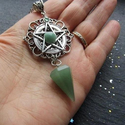 Witch Pentagram Quartz Stone Necklace Necklace MoonChildWorld