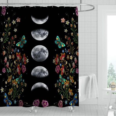 Moon Phases Flower Wicca Shower Curtain Shower Curtain MoonChildWorld 1 180x240cm
