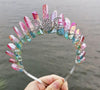 Wicca Triple moon Natural Quartz Crystal Crown Crown MoonChildWorld Red+Blue