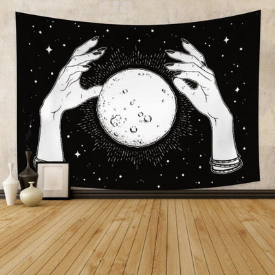 Wicca Sun Moon Tapestry Tapestry MoonChildWorld Crystal hand 2 150x100cm No Lights