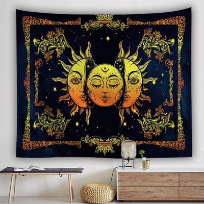 Wicca Sun moon Tapestry Wall Hanging Tapestry MoonChildWorld
