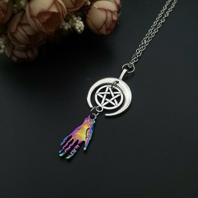 Witch hand pentagram wicca gothic necklace Necklace MoonChildWorld 