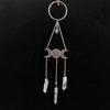 Triple moon wicca Raw crystal door hanging Bell MoonChildWorld Silver 