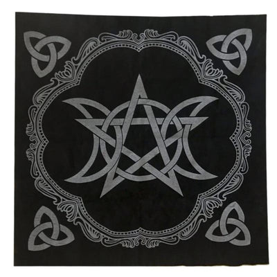 Triple Moon Pentacle Wicca Altar Cloth Tablecloth Tablecloth MoonChildWorld Black