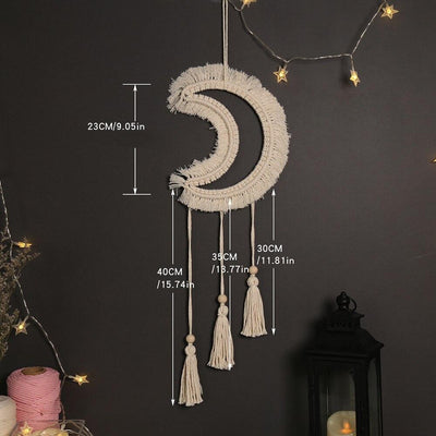 Moon Star Macrame Woven Wall Hanging Tapestry Tapestry MoonChildWorld