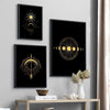 Wicca Black Gold Sun Moon Star Canvas Poster Canvas MoonChildWorld 