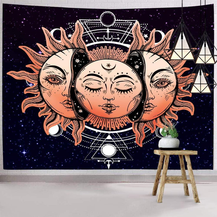 Wicca Sun and moon goddess tapestry Tapestry MoonChildWorld 