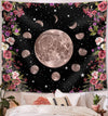 Moon Phases Flowers Starry Night Tapestry Tapestry MoonChildWorld 