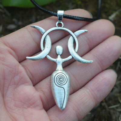 Spiral triple moon goddess wicca necklace Necklace MoonChildWorld
